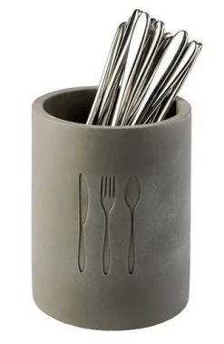 APS Besteckbehälter Besteckkorb Buffetkorb Besteckköcher Ø 11 X 14 Cm Zement Neu