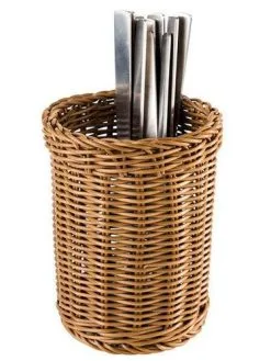 APS Besteckbehälter Besteckkorb Buffetkorb Besteckköcher Ø 12 X 15cm Braun Neu