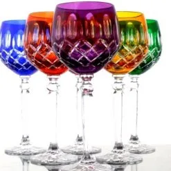 Weingläser Bunt Bleikristall 6 Stück Römer-Gläser Kristall Weingläser Geschliffen