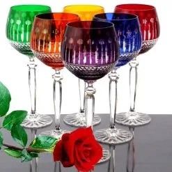 Weingläser Bleikristall 6 Stück Rotwein-Gläser Farbig Sortiert Kristall Weingläser