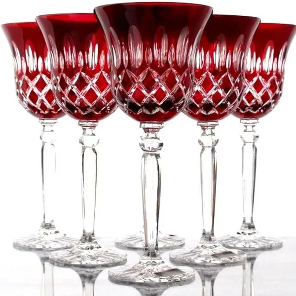 Weingläser Rot Bleikristall 6 Stück Römer Kristall Weißwein-Gläser 3 Weingläser Rot Bleikristall 6 Stück Römer Kristall Weißwein-Gläser – Bild 3