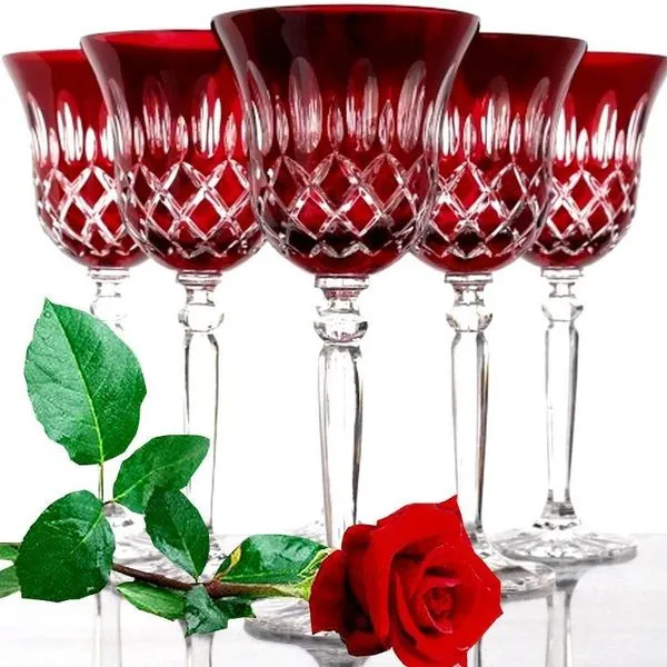 Weingläser Rot Bleikristall 6 Stück Römer Kristall Weißwein-Gläser 1 Weingläser Rot Bleikristall 6 Stück Römer Kristall Weißwein-Gläser