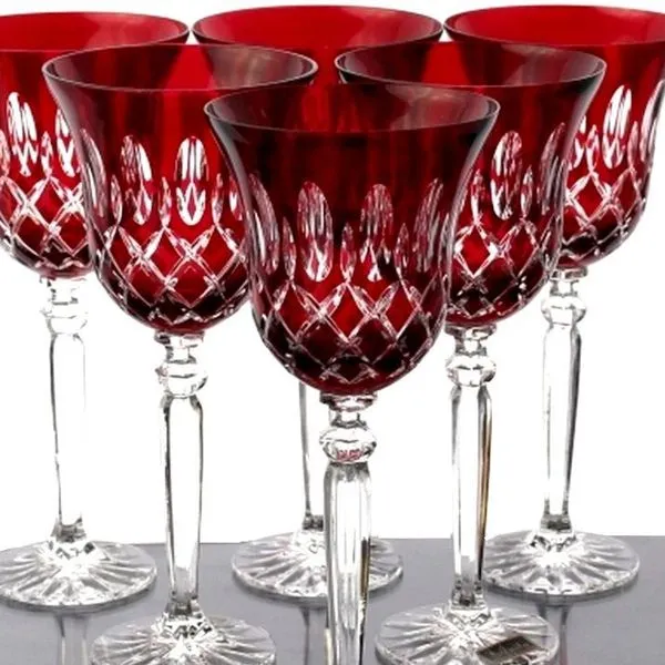 Weingläser Rot Bleikristall 6 Stück Römer Kristall Weißwein-Gläser 4 Weingläser Rot Bleikristall 6 Stück Römer Kristall Weißwein-Gläser – Bild 4