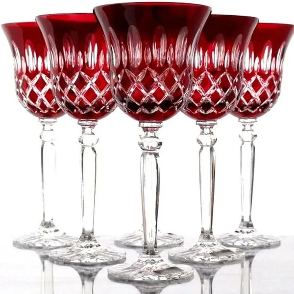 Weingläser Rot Bleikristall 6 Stück Römer Kristall Weißwein-Gläser 5 Weingläser Rot Bleikristall 6 Stück Römer Kristall Weißwein-Gläser – Bild 5