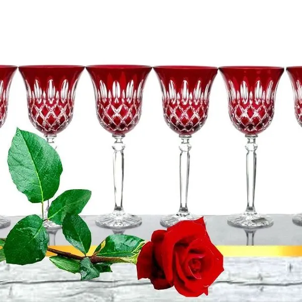 Weingläser Rot Bleikristall 6 Stück Römer Kristall Weißwein-Gläser 7 Weingläser Rot Bleikristall 6 Stück Römer Kristall Weißwein-Gläser – Bild 7