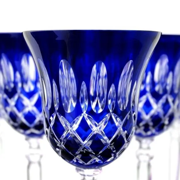 Weingläser Bleikristall Blau 6 Stück Römer Kristall Weißwein-Gläser 2 Weingläser Bleikristall Blau 6 Stück Römer Kristall Weißwein-Gläser – Bild 2