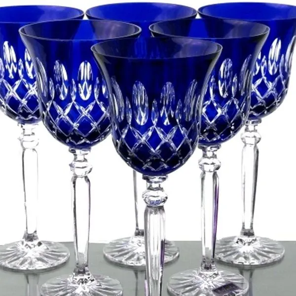 Weingläser Bleikristall Blau 6 Stück Römer Kristall Weißwein-Gläser 1 Weingläser Bleikristall Blau 6 Stück Römer Kristall Weißwein-Gläser
