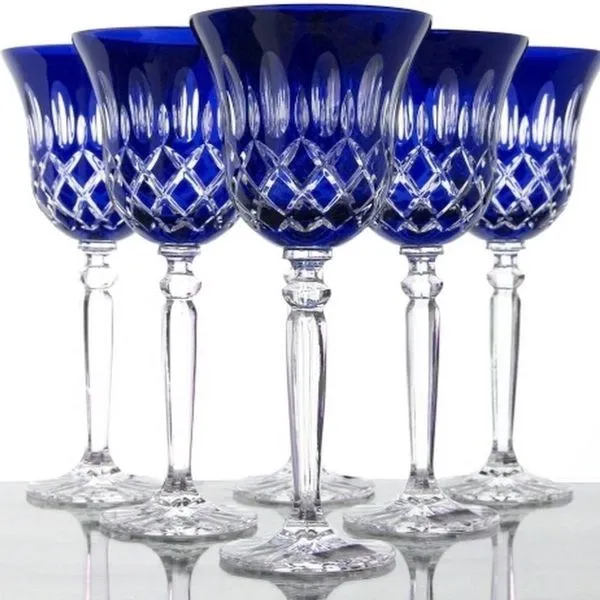 Weingläser Bleikristall Blau 6 Stück Römer Kristall Weißwein-Gläser 3 Weingläser Bleikristall Blau 6 Stück Römer Kristall Weißwein-Gläser – Bild 3