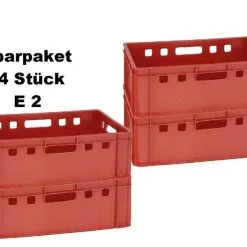 4 Stapelkisten Gemüsebehälter Eurobehälter Transportbox Rot E2 NEU Gastlando