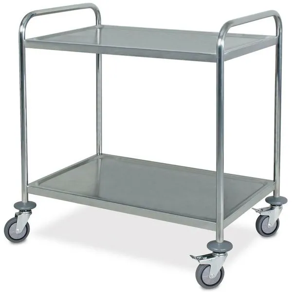 Servierwagen / Tischwagen, Edelstahl, 2 Etagen, LxBxH 860x540x940 Mm, Trg 200 Kg 1 Servierwagen / Tischwagen, Edelstahl, 2 Etagen, LxBxH 860x540x940 Mm, Trg 200 Kg