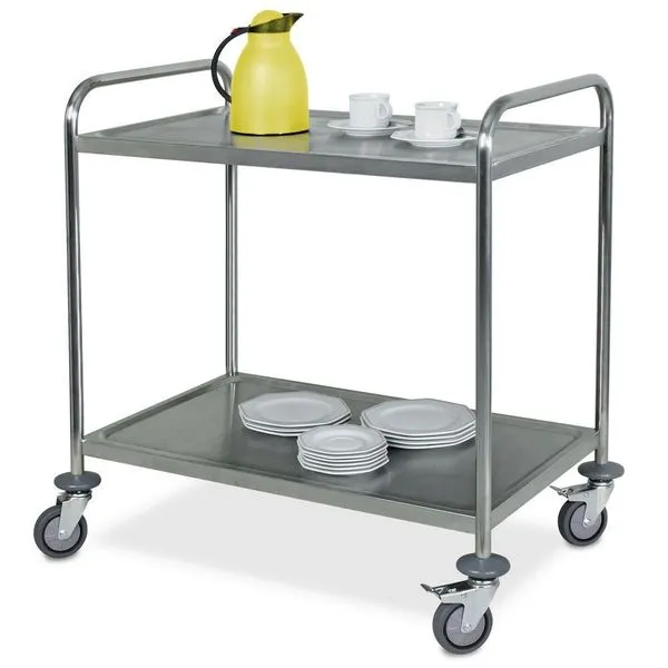 Servierwagen / Tischwagen, Edelstahl, 2 Etagen, LxBxH 860x540x940 Mm, Trg 200 Kg 2 Servierwagen / Tischwagen, Edelstahl, 2 Etagen, LxBxH 860x540x940 Mm, Trg 200 Kg – Bild 2