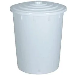 300 Liter Kunststofftonne Mit Deckel, Ø Oben/ Unten 755/695 Mm, Höhe 885 Mm, Weiß
