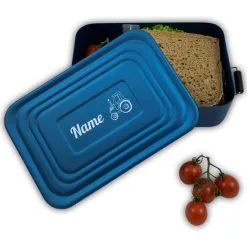 Brotdose Mit Name Lunchbox Aluminium Brotzeitbox Blau Metall Gravur Schulanfang Kita -Haushalt & Küche Geschäft 415610605