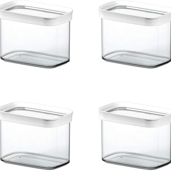 Emsa 4er Set Stapelbare Vorratsdose Für Trockenvorräte, Volumen 1.0 Liter, Rechtec... 2 Emsa 4er Set Stapelbare Vorratsdose Für Trockenvorräte, Volumen 1.0 Liter, Rechtec... – Bild 2