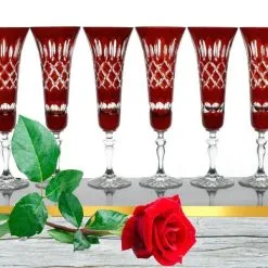 Sekt Kelch Römer Bleikristall Glas 6 Stück(443 CAR R) Rubin Rot Kristall Sektgläser -Haushalt & Küche Geschäft 450130165