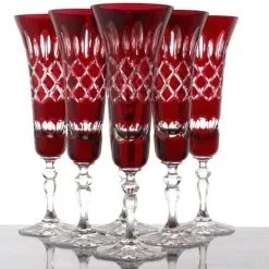 Sekt Kelch Römer Bleikristall Glas 6 Stück(443 CAR R) Rubin Rot Kristall Sektgläser -Haushalt & Küche Geschäft 450130171