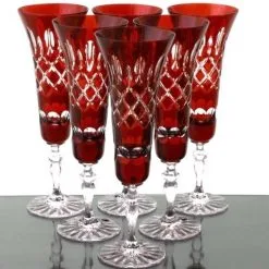 Sekt Kelch Römer Bleikristall Glas 6 Stück(443 CAR R) Rubin Rot Kristall Sektgläser -Haushalt & Küche Geschäft 450130175