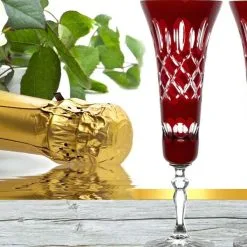 Sekt Kelch Römer Bleikristall Glas 6 Stück(443 CAR R) Rubin Rot Kristall Sektgläser -Haushalt & Küche Geschäft 450130182