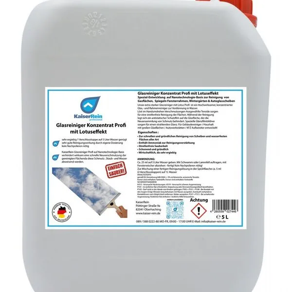 KaiserRein Professional Glasreiniger Konzentrat Profi Mit Lotuseffekt 5L 1 KaiserRein Professional Glasreiniger Konzentrat Profi Mit Lotuseffekt 5L