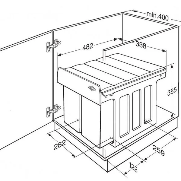 Wesco Einbaumülleimer Profiline Bio-Quartett 40 DT 4x10 2 Wesco Einbaumülleimer Profiline Bio-Quartett 40 DT 4x10 – Bild 2