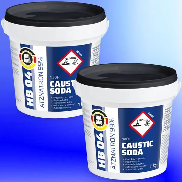 2kg Ätznatron, Rohrreiniger Kaustisches Soda NaOH, Natriumhydroxid, HALBAU HB04 1 2kg Ätznatron, Rohrreiniger Kaustisches Soda NaOH, Natriumhydroxid, HALBAU HB04