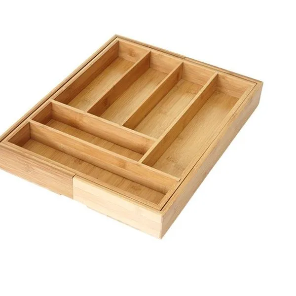 Mendler Besteckkasten HWC-B20, Schubladeneinsatz Geschirrkasten, Bambus Variabel 35-58x43cm 3 Mendler Besteckkasten HWC-B20, Schubladeneinsatz Geschirrkasten, Bambus Variabel 35-58x43cm – Bild 3