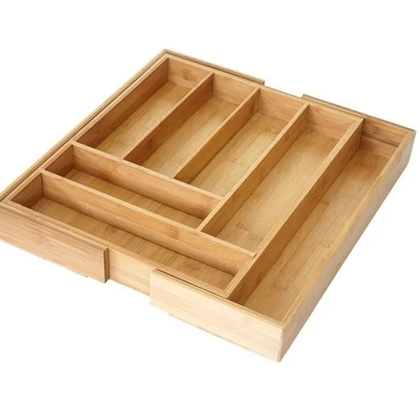 Mendler Besteckkasten HWC-B20, Schubladeneinsatz Geschirrkasten, Bambus Variabel 35-58x43cm 4 Mendler Besteckkasten HWC-B20, Schubladeneinsatz Geschirrkasten, Bambus Variabel 35-58x43cm – Bild 4