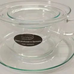Jenaer Glastasse "Tea Time" Mit Glasunterteller, Glasdeckel Und Glasfilter 0,3l
