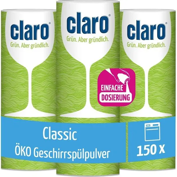Claro Classic Geschirrspülpulver - Biologisch Abbaubar - 3x 900-g-Behälter 1 Claro Classic Geschirrspülpulver - Biologisch Abbaubar - 3x 900-g-Behälter