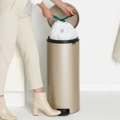 Brabantia Treteimer NewIcon Metallic Gold 30L Nachhaltiger Mülleimer Abfallsammler -Haushalt & Küche Geschäft 497528154