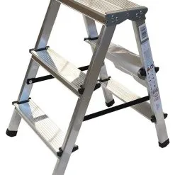 VaGo Aluleiter Trittleiter Stehleiter Zweiseitige Haushaltsleiter 2 X 3 Stufen