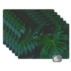 Placemats Tischset 6-teilig 45x30 Cm Monstera - Blätter - Tropisch - Dschungel