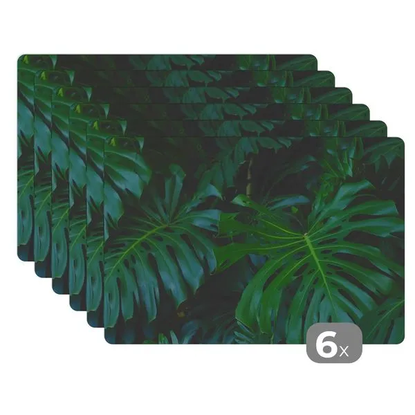 Placemats Tischset 6-teilig 45x30 Cm Monstera - Blätter - Tropisch - Dschungel 1 Placemats Tischset 6-teilig 45x30 Cm Monstera - Blätter - Tropisch - Dschungel