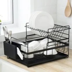 Geschirr Abtropfständer Mit Auffangschale Abtropfgestell 2 Etagen Schwarz 19163 -Haushalt & Küche Geschäft 528444611