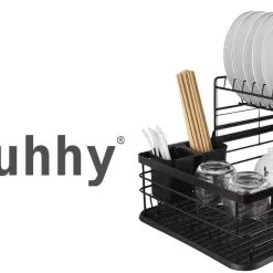 Geschirr Abtropfständer Mit Auffangschale Abtropfgestell 2 Etagen Schwarz 19163 -Haushalt & Küche Geschäft 528444614
