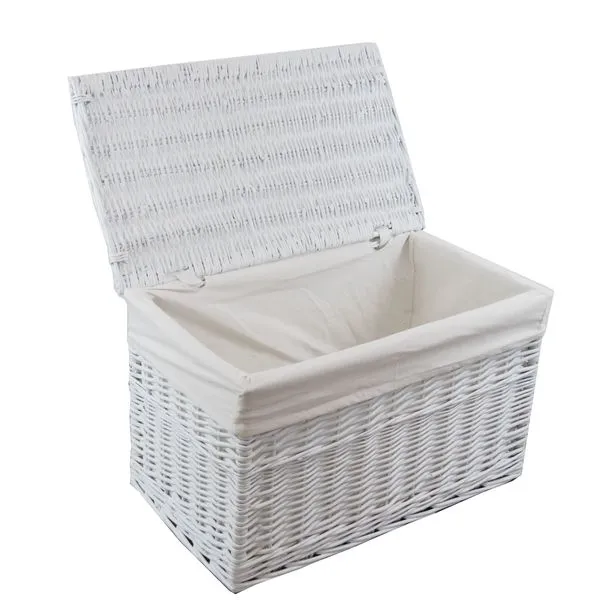 DVier Wäschekorb Wäschetonnen Wäschetruhe Weide Weiß Rechteckig Bezug Deckel 62x35x37 2 DVier Wäschekorb Wäschetonnen Wäschetruhe Weide Weiß Rechteckig Bezug Deckel 62x35x37 – Bild 2
