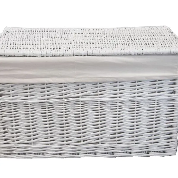 DVier Wäschekorb Wäschetonnen Wäschetruhe Weide Weiß Rechteckig Bezug Deckel 62x35x37 3 DVier Wäschekorb Wäschetonnen Wäschetruhe Weide Weiß Rechteckig Bezug Deckel 62x35x37 – Bild 3