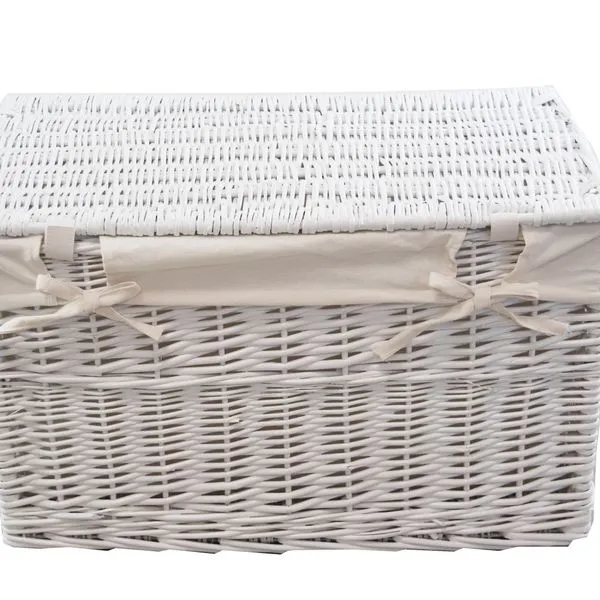 DVier Wäschekorb Wäschetonnen Wäschetruhe Weide Weiß Rechteckig Bezug Deckel 62x35x37 4 DVier Wäschekorb Wäschetonnen Wäschetruhe Weide Weiß Rechteckig Bezug Deckel 62x35x37 – Bild 4