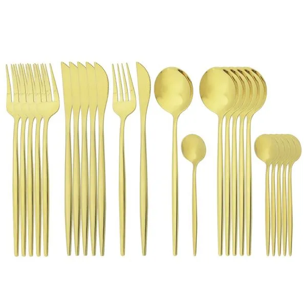 Besteck, Messer, Gabel, Kaffeelöffelgeschirr, Geschirrset Aus Edelstahl - Rotgold 2 Besteck, Messer, Gabel, Kaffeelöffelgeschirr, Geschirrset Aus Edelstahl - Rotgold – Bild 2