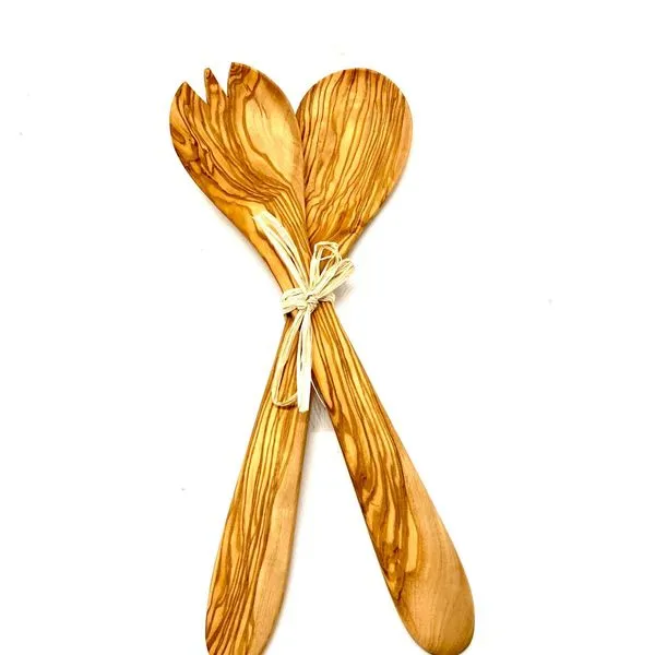 Salatbesteck GROSS, 36 Cm Aus Olivenholz 2 Salatbesteck GROSS, 36 Cm Aus Olivenholz – Bild 2