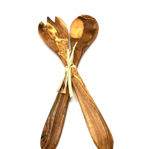 Salatbesteck Aus Olivenholz 30 Cm 1 Salatbesteck Aus Olivenholz 30 Cm