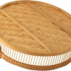 Dario Vertrieb GmbH & Co. KG Holztablett 2er Set Rund Aus Bambus Mit Griffe 33,5 Cm & 37,5 Cm Durchmesser -Haushalt & Küche Geschäft 537148829