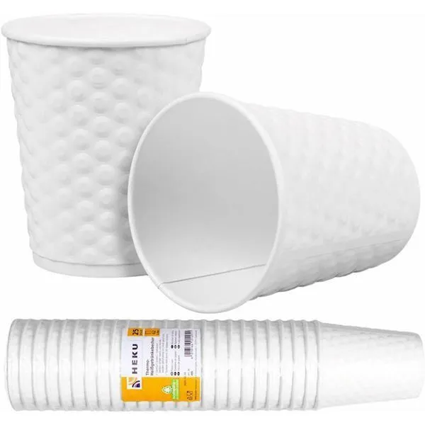 HEKU 25 Stück Thermobecher Heißgetränkebecher Pappbecher 2fach Isoliert Recyclebar 2 HEKU 25 Stück Thermobecher Heißgetränkebecher Pappbecher 2fach Isoliert Recyclebar – Bild 2