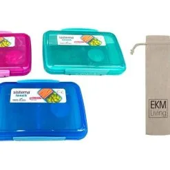 Sistema Lunchbox 3er Set Small Split 2fach Unterteilt 350 Ml Pink Lila Blau 500009...
