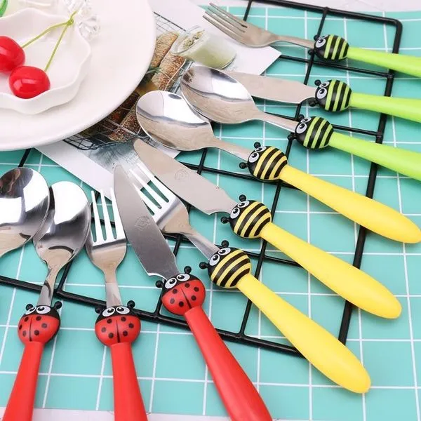 Kindergeschirr, Edelstahl, Futterlöffel & Gabel & Messer 2 Kindergeschirr, Edelstahl, Futterlöffel & Gabel & Messer – Bild 2