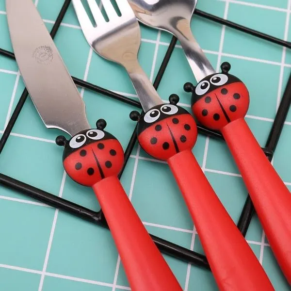 Kindergeschirr, Edelstahl, Futterlöffel & Gabel & Messer 4 Kindergeschirr, Edelstahl, Futterlöffel & Gabel & Messer – Bild 4