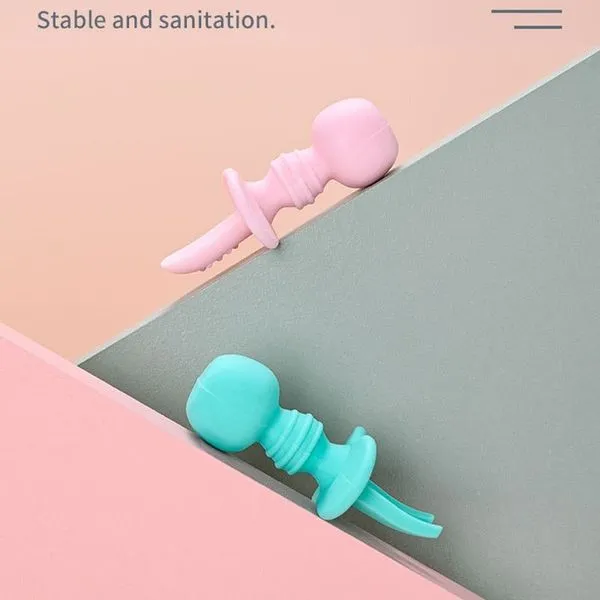 Baby-Trainingslöffel-Gabel-Set, Süßes Cartoon-Silikongeschirr In 5 Baby-Trainingslöffel-Gabel-Set, Süßes Cartoon-Silikongeschirr In – Bild 5