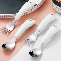 Süßes Cartoon-Edelstahl-Gabel-Löffel-Set 12 Süßes Cartoon-Edelstahl-Gabel-Löffel-Set -Haushalt & Küche Geschäft 551914281