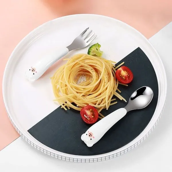 Süßes Cartoon-Edelstahl-Gabel-Löffel-Set 4 Süßes Cartoon-Edelstahl-Gabel-Löffel-Set – Bild 4