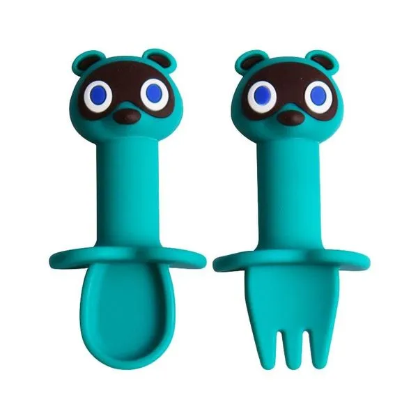 Cartoon Tier Silikon Löffel Gabel Set 8 Cartoon Tier Silikon Löffel Gabel Set – Bild 8